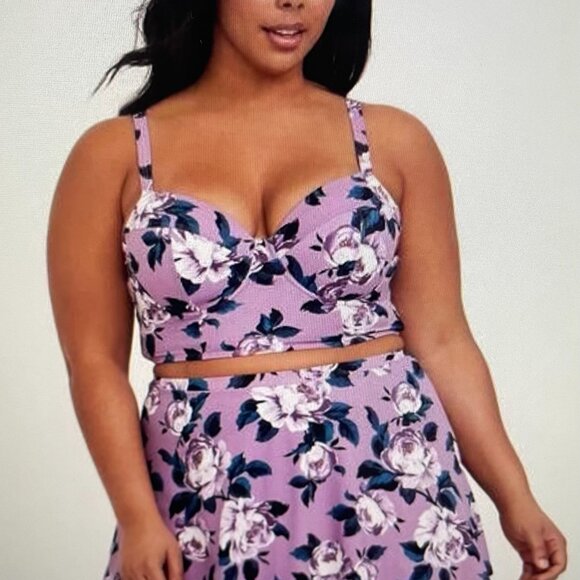 TORRID Other - Torrid 1 Women’s Size 2F Lavender Purple Floral Cut & Sew Bikini Top